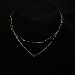 Adorable Double strand Gold-tone Necklace with Heart.